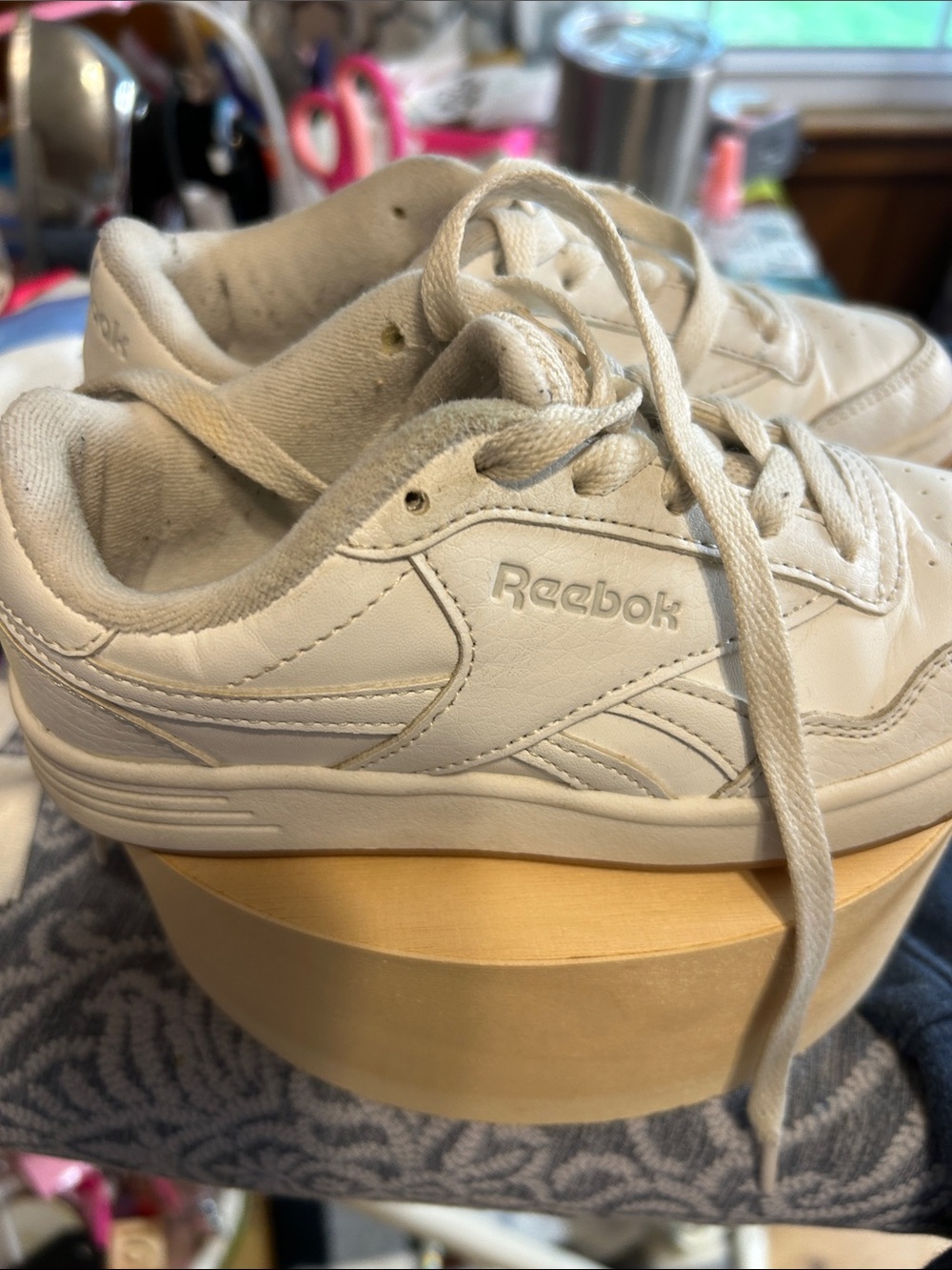 Reebok Kids White Leather Low-Top Sneakers